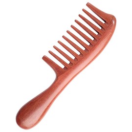 Wooden Wide Tooth Comb for Women Men Kids, Anti-static Detangling Comb Natural Sandalwood Comb for Curly Straight Fine Hair