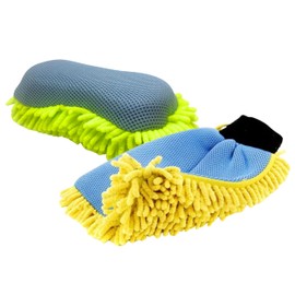 Tek Automotive Twin Pack 2-in-1 Microfibre Wash Mitt & Pad Set – Soft Noodle & Mesh Combo for Lifting Dirt, Grime & Bugs – Larger Size for Superior Car Cleaning