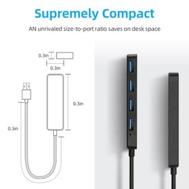 AXFEE USB Hub, 4 Port USB 3.0 Hub USB Distributor, USB Hub 3.0 Splitter, Extra Super Speed 5Gbps Data Hub for MacBook, Mac Pro/Mini, iMac, Surface Pro, XPS, Notebook PC, USB Flash Drives, Mobile HDD