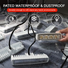 EXZEIT Waterproof Led Boat Lights, 2 pc 72W Deck/Dock Marine Lights 4000LMS 150°Flood Light, 6.3inch, 12/24 V Led Light Bar