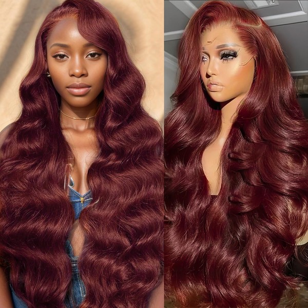 Ruaswey 28 Inch Reddish Brown Lace Front Wigs Human Hair