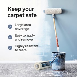 Kenley Carpet Protection Film - Self Adhesive Plastic Carpet Protector Film - Heavy Duty Shield Covering for Stairs Floor Runner Surface - Puncture & Water Resistant Sticky Protection Roll (18"x 200')