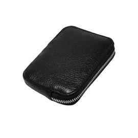 Ricco RFID Blocking Small Leather Card Holder Zipper Pocket Purse Billfold Wallet S10 Black