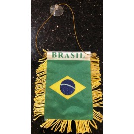 Brasil 4 X 6” MINI BANNER FLAG CAR WINDOW MIRROR HANGING W Suction New