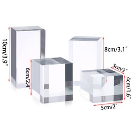 BTSKY 4 PCS Clear Polished Acrylic Cube Acrylic Square Display Stands Jewelry Display Blocks Photo Props Acrylic Display Case Acrylic Risers for Photography, Boutique, Retail Counter