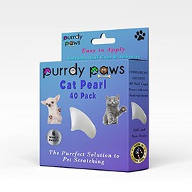 Purrdy Paws 6 Month Supply Soft Nail Caps for Cats Pearl Small - Extra Adhesives