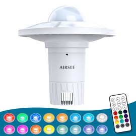 AIRSEE Pool Chlorine Floater with Colorful Lights，Rechargeable UFO Lights and Floating Pool Chlorine Dispenser for 4x3” Chlorine Tablets,16 Colors,Large