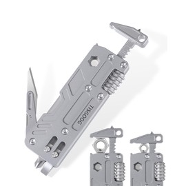Titanium EDC Tool with Small Adjustable Spanner Wrench, Pocket Screwdriver, Window Breaker, Bottle Opener and Ruler, Mini Multitool for Everyday Carry