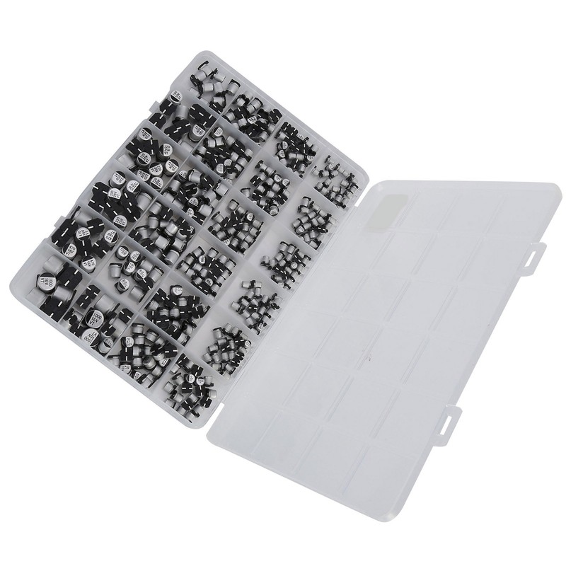 400Pcs SMD Electrolytic Capacitor 24 Values Aluminium 1uF‑1000uF Accessory Set