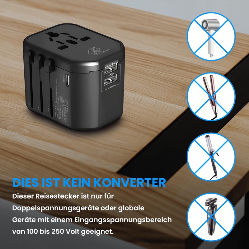 Extralink Travel Adapter Worldwide USB-C & USB-A - Multiple Adapter