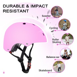 Kids Bike Helmet for 3-5-8-14 Ages Girls and Boys, Ventilation and Impact Resistance Toddler Helmet for Multi-Sport Bicycle Scooter Inline Roller Skate and Skateboarding (#4 Pink, Small)