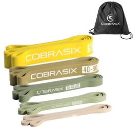 COBRASIX Resistance Bands for Working Out Men and Women | Set of 5 Bands | Resistance Bands for Powerlifting, Stretching, WOD, Strength Training and Pull Ups [5 Piece Bands]