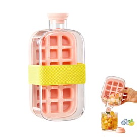 Ice Cube Bottle, Ice Cube Bottle 2 in 1, Ice Cube Bottle with Straw, Reusable Ice Cubes for Bottles, Ice Cube Tray Bottles for Freezer, Coffee, Juice and Drinks, 800 ml