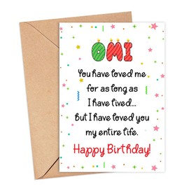 WallaDesign Omi Birthday Card - Omi I Have Loved You My Entire Life - First Birthday As Omi Card - Happy Birthday Omi From Bump - Happy Birthday Omi Card - Special Omi Card