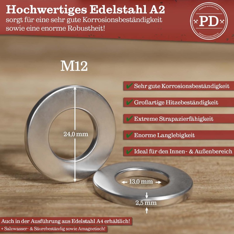 PD® Washers M12 (DIN 125 Form A/ISO 7089) | High