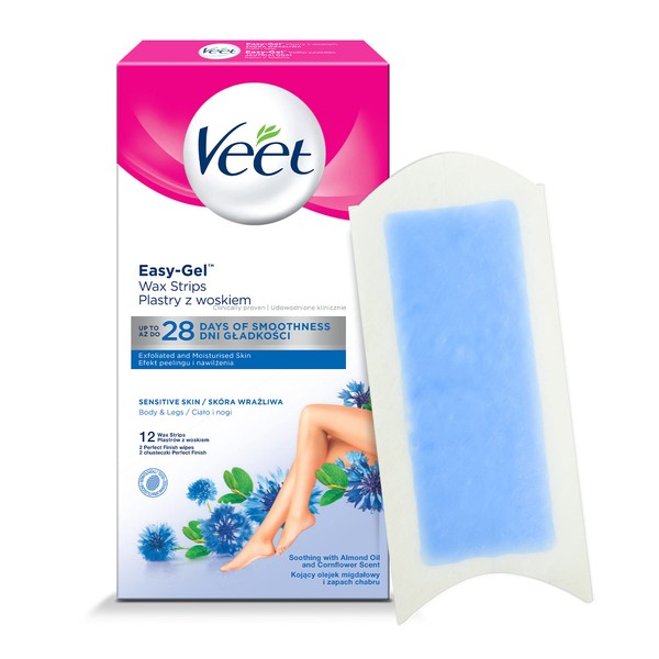 Veet Kaltwachsstreifen Easy-Gelwax Technology Beine & Körper für sensible Haut,