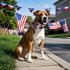 DOGWONG Ameirican Flag Dog Collar with Flower - Independence Flower