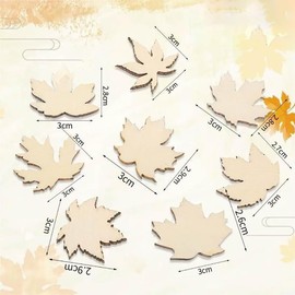 JIHUOO 80 Pcs Wood Maple Leaf Cutouts Unfinished Craft Maple Leaves Blank Painting Slices Tags Fall Autumn Leaf Ornaments for Thanksgiving Christmas
