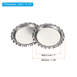 PATIKIL 100 Pieces Bottle Caps for Crafts, 1 Inch Decorative Double Sides Printed Flat Bottle Caps Bulk for DIY Pendants Scrapbooks Badge, Silver Tone