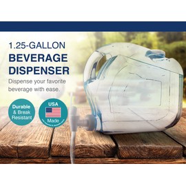 Arrow Home Products Ultra Slimline Beverage Dispenser, 10" X 14.5", 1.25-Gallon,Clear-White Top/Spigot