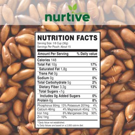 Nurtive Baru Nuts - Gourmet Roasted - Wild Harvested & Unsalted - Plant-Based Protein, Rich in Fiber, Essential Minerals and Antioxidants - Non-GMO, Gluten-Free, Paleo & Vegan Friendly (16 oz / 454 g)