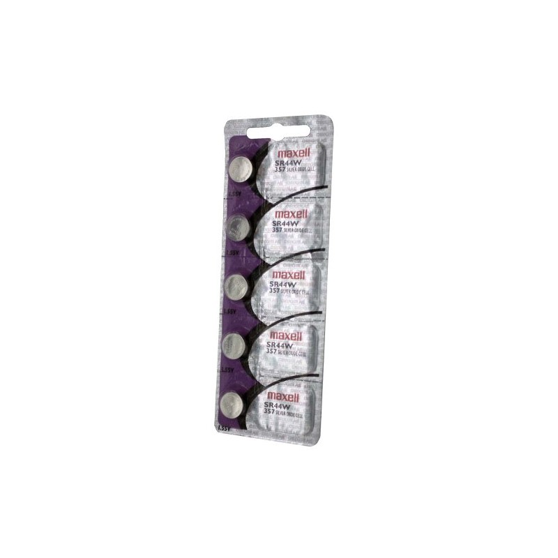 Maxell Watch Battery Button Cell SR44W 357 Pack of 5