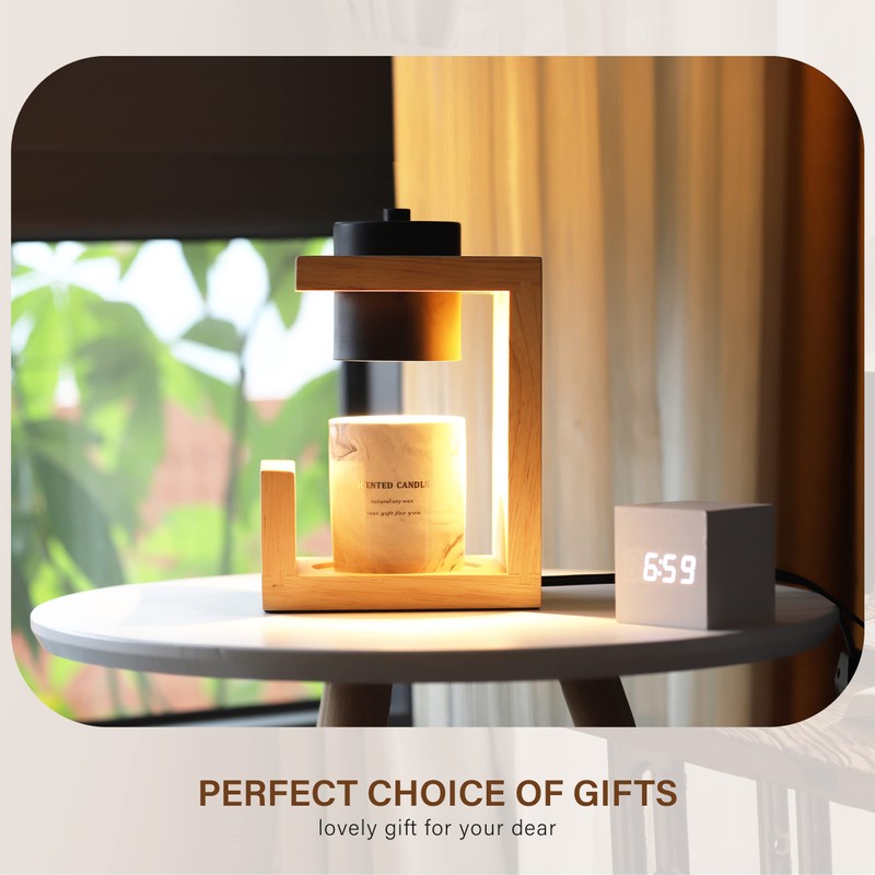 AIKUT Candle Warmer Lamp, with 2 Bulbs,Timer & Dimmer,Simple Natural