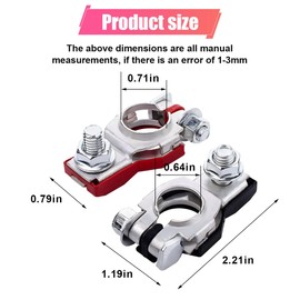 ZIMISI Battery Terminal Connector, Corrosion Resistant Top Post Battery Terminal Clamps with 4 Washers, Universal Positive & Negative Auto Cable Terminals Adapter for SUVs, Motorcycles (2 Pairs)