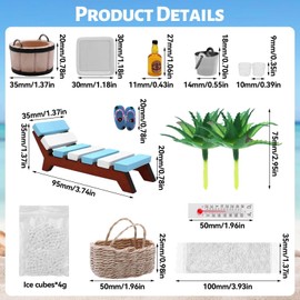 ZHIYUQL® Miniature Decorative Sauna Accessory Set, Wellness Decoration Gift, Mini Beach Accessories, Miniature Garden Decoration for DIY Decoration, Pack of 14