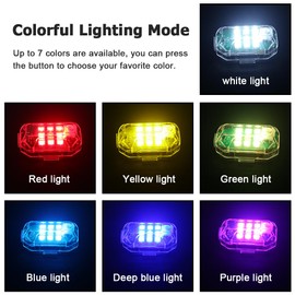 MiOYOOW 4PCS Drone Strobe Lights, Anti Collision LED Lights USB 7 Colors Warning Lights with Remote Control for Cars Drones Motorcycles E-Bicycles