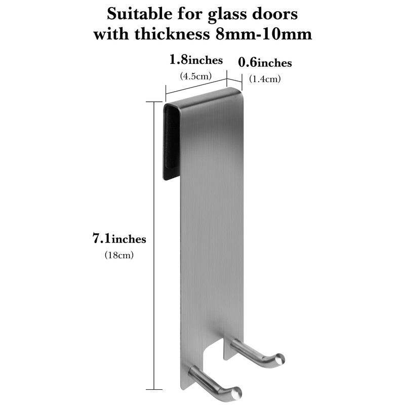 Linkidea 2 Pack Shower Over Door Hook, 7" Stainless Steel