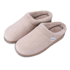 Isotoner Women's Diamond Microterry Gemma Clog Slipper, Taupe, 9.5-10