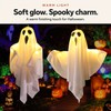 2-Pack Light-Up Hanging Ghost Decorations for Halloween – Warm LED
