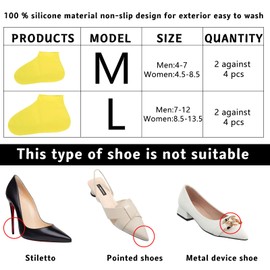 4-Pack Shoe Covers Disposable, Non-Slip Waterproof Boot Protectors for Snow, Rain & Mud(M/L, Yellow)