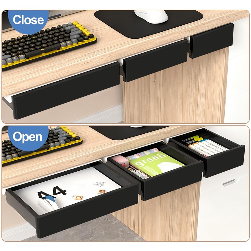 SVNNELP Under Desk Table Drawer Storage Organizer,3 Pack Large &