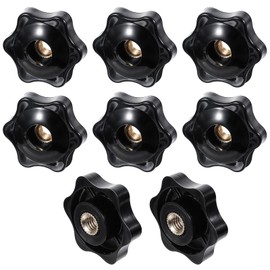 Pack of 8 Star Grip Nuts M6, Star Nuts, Star Grip Screw, Black Star Shape Head Clamping Nut, Knurled Screw with Internal Thread, Internal Thread Clamping Knob Grip Nuts Knurled Nut
