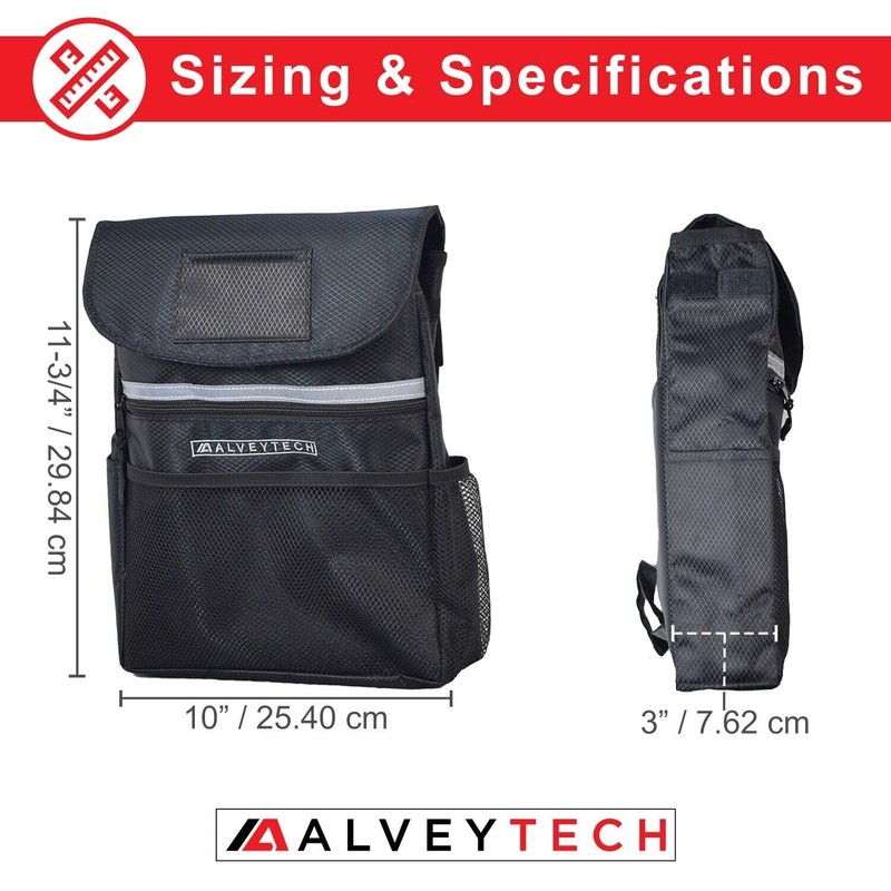 AlveyTech Water-Resistant Saddle Bag (Large, Black) - For Mobility Scooters,
