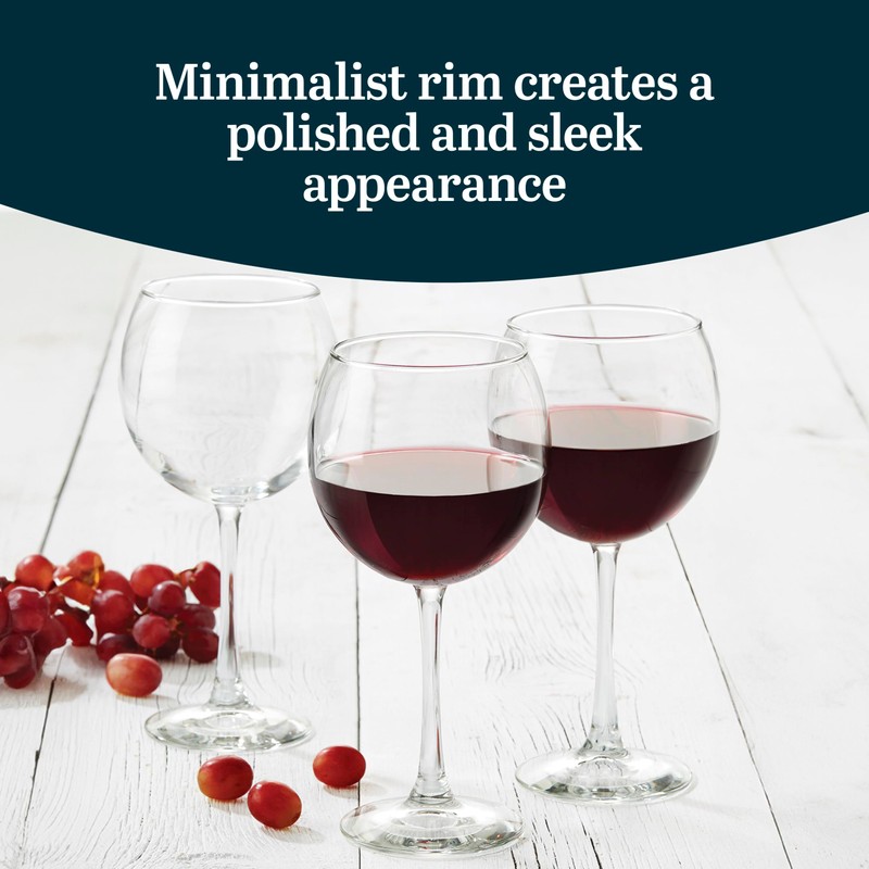 Libbey Vina Red Balloon Wine Glasses, 18.25 Oz Elegant Large