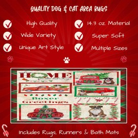 Welcome Home for Christmas Holidays Boxer Dogs Area Rug - Ultra Soft Cute Pet Printed - Unique Style Floor Carpet - Decorative Rug for Indoor, 5'x3'3''