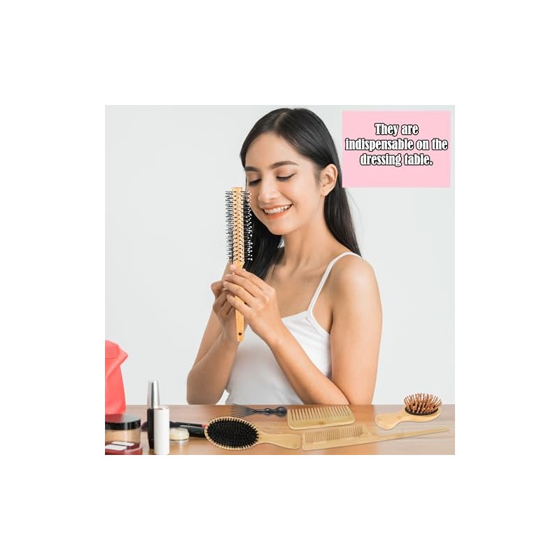 Juego de 8 cepillos de bambú para el cabello, de