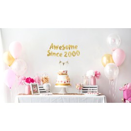 Awesome Since 2000 Gold Glitter Banner - 25th Birthday and Anniversary Party Decorations