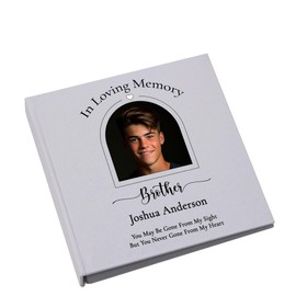 Large Book Bound Funeral Remembrance Condolence Memorial Album With Photo Heart Frame
