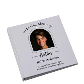 Large Book Bound Funeral Remembrance Condolence Memorial Album With Photo Heart Frame