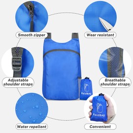 WisePoint Hiking Backpack, Water-repellent Backpack Camping Backpack for Men and Women, Foldable Backpack with Adjustable Straps (blue), Small