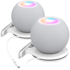 AHASTYLE HomePod Mini Wall Mount ABS Stand Holder with Cable Management Accessories for Apple HomePod Mini with Screws Space Saving for Kitchen, Bathroom and Bedroom (White_2 Pieces)