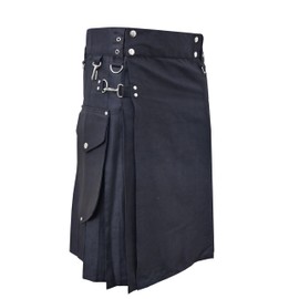 Magna Wears Utility Kilt – Scottish Tactical Kilt with Pockets for Storage (Black, 46)
