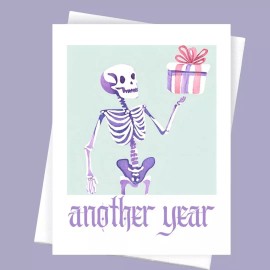 Cryptic Paper Co Another year pastel gothic skeleton funny birthday card for getting older