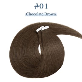 Benehair Tape in Hair Extensions Real Human Hair 14 Inch 50g 20pcs Chocolate Brown Straight Silky Soft Real Hair Seamless Double Side Tape in Hair Extensions for Women-4
