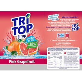 TRi TOP TRi TOP Getränkesirup Pink Grapefruit 1 x 600ml | Sirup für Wassersprudler | 1 Flasche ergibt ca. 5 Liter Erfrischungsgetränk