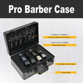 FEILA BEAUTY Barber Case Professional Aluminum Hard Hair Kit Tool Box with Hard shell Anti-theft Lock and Indpendent Storage to Hold Scissors Clippers and Supplies for Beauty Salon Hairstylists, Black